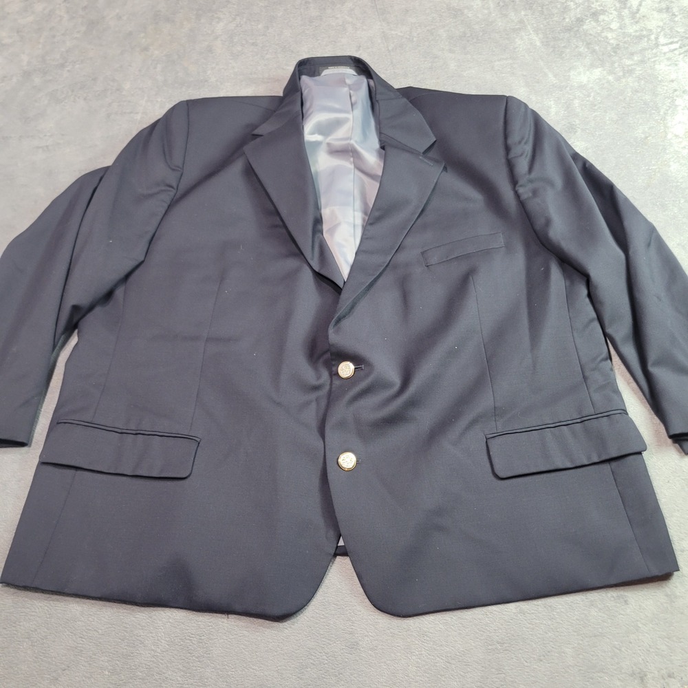 Dario di Napoli‎ Mens Navy Blue 100% Wool Blazer Gold Crest Buttons Size 54R